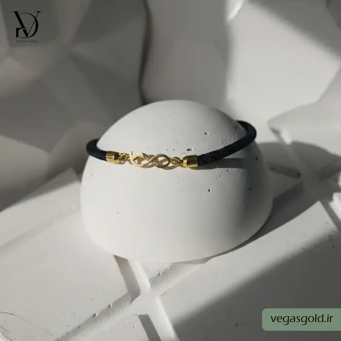 دستبند نخی با پلاک طلا کد002 طلافروشی وگاس