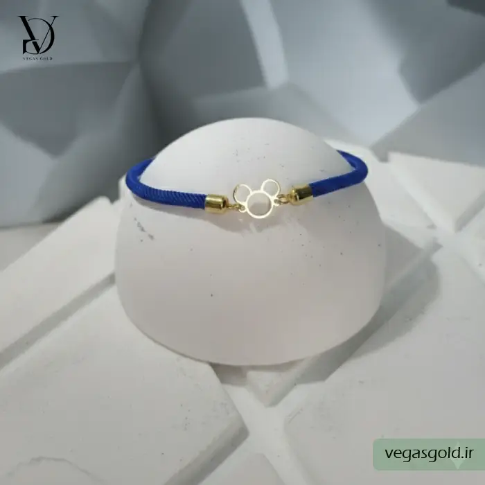 دستبند نخی با پلاک طلا کد005