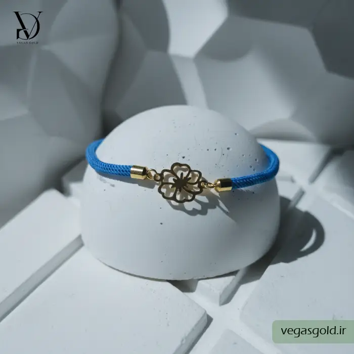 دستبند نخی با پلاک طلا کد008