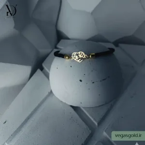 دستبند نخی با پلاک طلا کد014