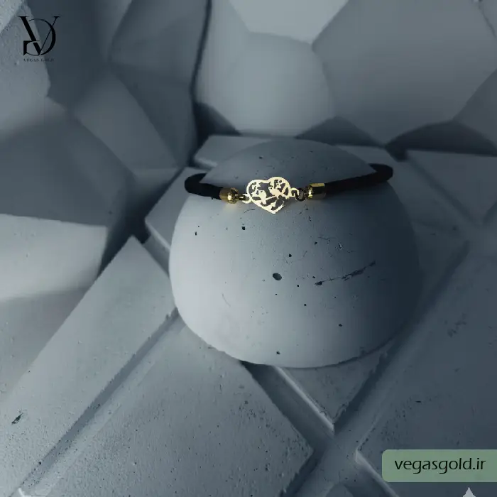 دستبند نخی با پلاک طلا کد014