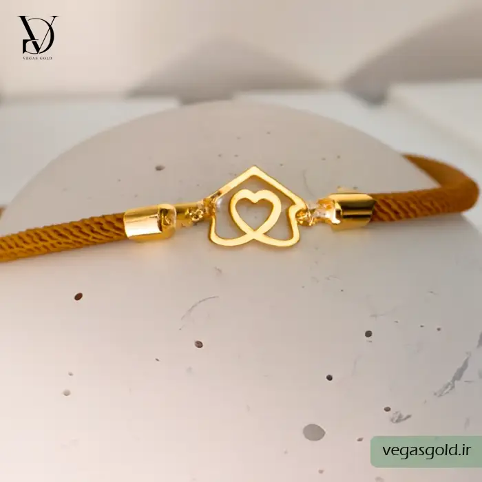 دستبند نخی با پلاک طلا کد016