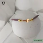 دستبند نخی با پلاک طلا کد018