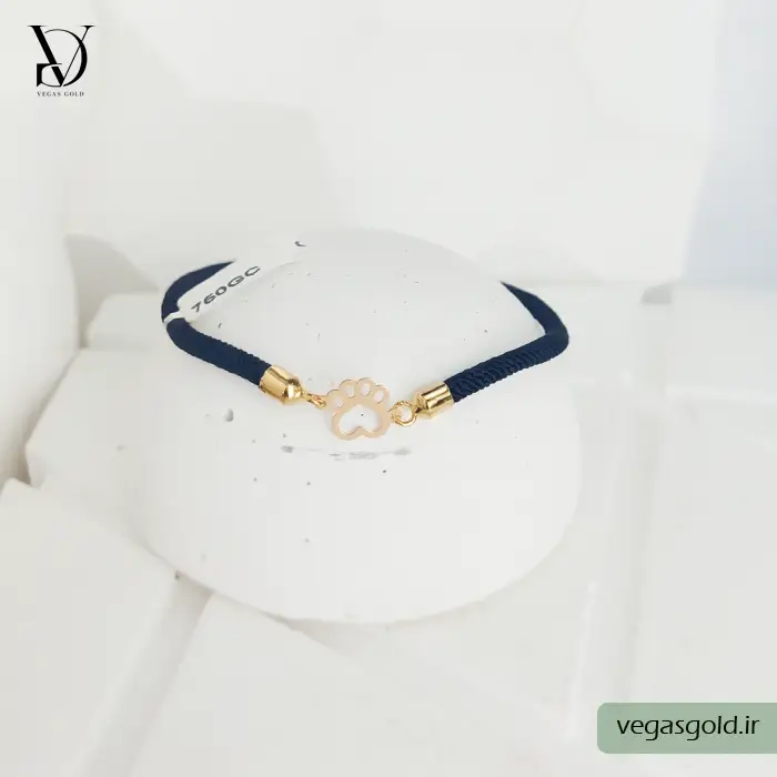 دستبند نخی با پلاک طلا کد019