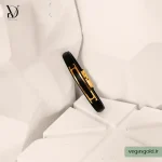 دستبند چرم با پلاک طلا کد002