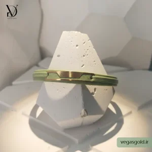 دستبند چرم با پلاک طلا کد008