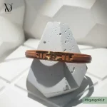 دستبند چرم با پلاک طلا کد009