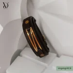 دستبند چرم با پلاک طلا کد014